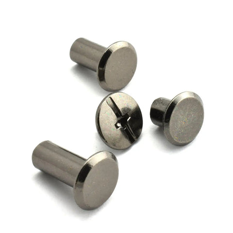 75 Piece Assorted M5 Chicago Screw Set Featuring Slotted Phillips Heads In Slick Matte Black Nickel Plated Steel, assorted fasteners.