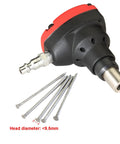 Pneumatic Mini Palm Nailer Workhorse With Magnetic Nose For Safe Nail Placement Lightweight Die Cast Aluminum Body Drives Nails Up To Three And A Half Inches Front Exhaust Keeps Air Away From Your Hand Great For Joists Decking And Fencing with nails