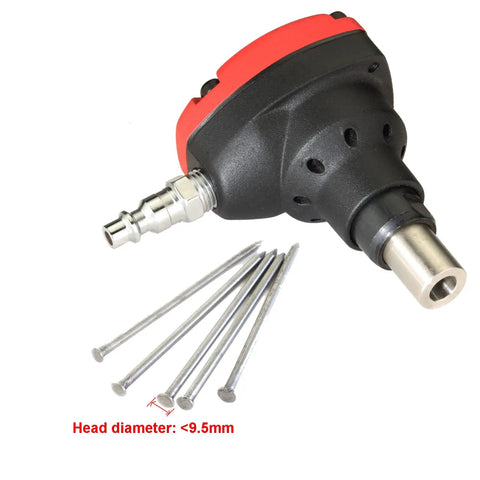Pneumatic Mini Palm Nailer Workhorse With Magnetic Nose For Safe Nail Placement Lightweight Die Cast Aluminum Body Drives Nails Up To Three And A Half Inches Front Exhaust Keeps Air Away From Your Hand Great For Joists Decking And Fencing with nails