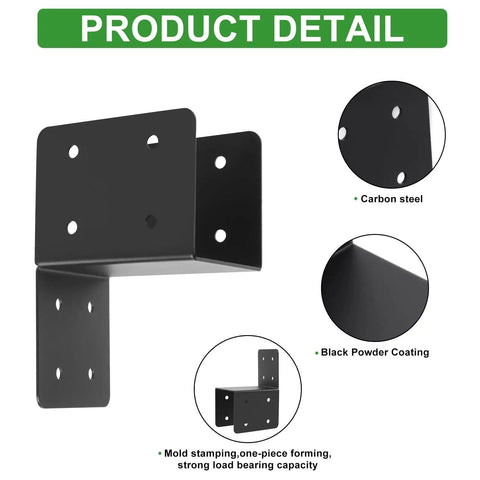 Heavy Duty 4 Pack Post Caps Tie Bracket For 4x4 And 4x6 Posts Black Joist Anchor Connector, carbon steel with black coating.