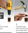 Drilling hole and tapping nail for 1 Inch Nail-On Chair Glides 40 Pieces Brown Floor Protectors Premium Nail-In Chair Leg Sliders