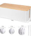 Wooden Style Large Desk Cable Box To Hide Wires And Power Strips, Cord Organizer For Home And Office, Safe ABS Material, 16 Inch Length
