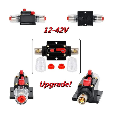 Inline 150A Fuse Holder Circuit Breaker for Car Audio and Amp Setups with Overload Protection and Auto or Manual Reset