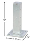 Beefy Galvanized Steel Drop In Fender Post With Tough As Nails Corrugated Guard Rail Powder Coated Bright Yellow for indoor and outdoor use