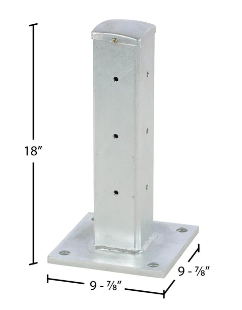 Beefy Galvanized Steel Drop In Fender Post With Tough As Nails Corrugated Guard Rail Powder Coated Bright Yellow for indoor and outdoor use