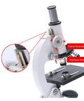 All Metal Optical Microscope 40X 2400X For School And Home Lab Monocular Head Rotatable 3 Objective Turret Coaxial Coarse And Fine Focus