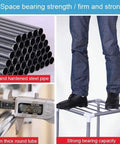 Roomy Portable Canvas Wardrobe Closet Storage Organizer Built Tough With Heavy Duty 25mm Steel Pipes showing strong bearing capacity and firm structure.