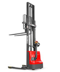 Top Rated MechMaxx 2640 Lb Lithium Ion Electric Straddle Stacker With 138 Inch Lift Height, adjustable forks and sturdy design.