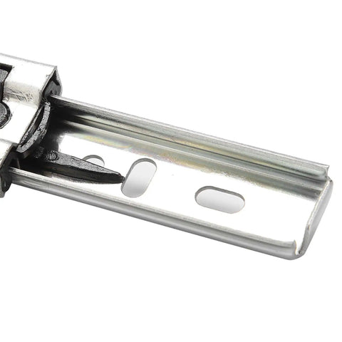 Rock Solid Heavy Duty Five Inch Full Extension Drawer Slides For Cabinets And Dresser Drawers Telescoping Rails Ball Bearing Undermount Glide Track Replacement System Twenty Kg Load Capacity, side view of metal rails and ball bearing component.