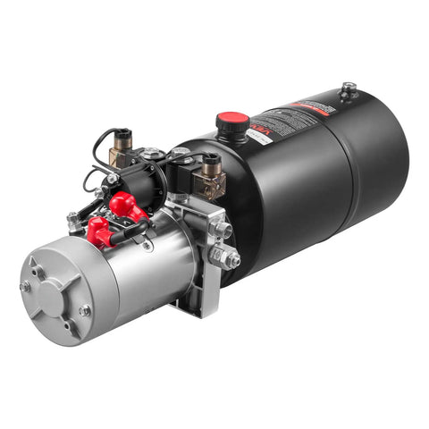 8 Quart DC 12V Hydraulic Power Unit With 3200 PSI Max, 0.91 GPM Flow, Double Acting Dump Trailer Pump, Metal Reservoir