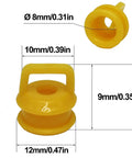 Shifter Cable Bushing Repair Kit Ten Piece Replacement For OEM 11612155 And 14104 detailed yellow bushing measurements.