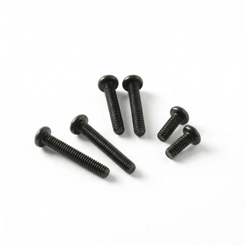 30 Pack M4 X 16mm Pan Head Machine Screws Black Oxide 304 Stainless Steel Fully Threaded Phillips Drive on white background