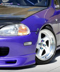Purple car with Universal Quick Release Fastener Kit With Neo Chrome Finish For Bumpers, Trunks, Fenders And Hatches, Fits Most Cars From JDM To American Muscle, Multi Color Anodized Aluminum Hardware visible on front fender.
