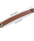 4 Pack Real Leather Cabinet Handles With Screws, brown leather strap with stitching, modern rustic style, 7.48in long
