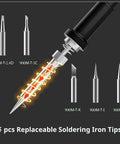 Close-up of 5 replaceable tips for Digital Soldering Station Kit With Helping Hands, 60W Power, and DIY Pro Calibration