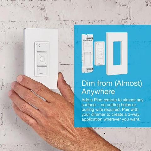 Hand installing Smart Dimmer Switch For ELV Lighting With Hub Required, 250W LED, Single Pole And 3-Way Compatibility, White PD-5NE-WH.