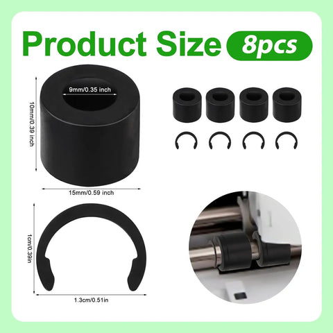 4 Pack Rubber Roller Replacements And Retaining Clip Rings For Cricut Maker Keep Rollers From Moving Easy Install Durable Rubber Rollers And Clip Rings For Smooth Crafting, 8pcs size chart