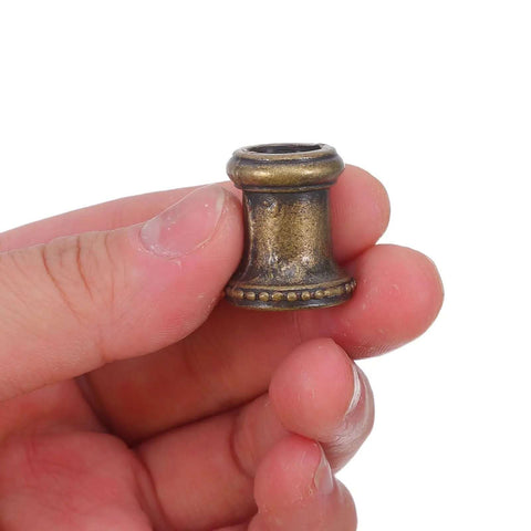 Grab These 8pcs Long Thread Lamp Pipe Couplers Made Of Heavy Duty Zinc To Join Light Fixture Connectors And Extend Pendant Rods With Ease For Any Home Glow Project. gold zinc lamp pipe coupler held in hand, threaded connector for pendant rod extension