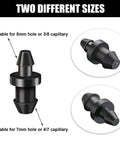 Diagram of Drip Irrigation Plugs 1/4 Inch Tube Closure Goof Hole Plugs Irrigation Stopper for Garden in two sizes.