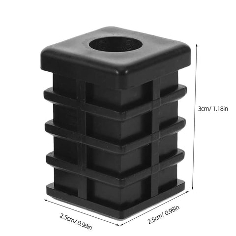Plastic Tube End Caps And Adjustable Furniture Feet Pads Kit 12 Pieces With M8 Thread Integrated Nut Square Covers.