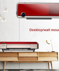 Wall Mounted Space Heater Featuring Thermostatic Remote And Three Speed Modes Kicks Serious Chill For Every Room Eight Hour Timer Provides Built Different Ptc Fast Heating in modern living room setting on wall.
