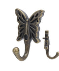 5 Piece Heavy Duty Vintage Wall Coat Hooks With Pre Drilled Holes And Mounting Screws, antique butterfly design, solid zinc material.