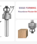 Top Shelf 1/8 Inch Radius Roundover Router Bit With Sharp Carbide Cutting Tips and Rock Solid Bearing Guide for Dead On Edge Smoothing on Plywood MDF and Hardwood, shown from the side with dimensions.