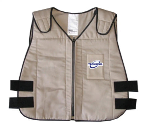 Blue Phase Change Cooling Vest That Keeps You Chill With Removable 58F Inserts For 2 To 3 Hours, beige front view, outer vest.