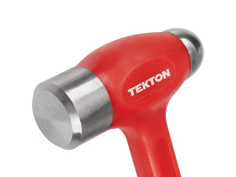 47 Oz Ball Peen Dead Blow Hammer With Nonslip Grip For Reduced Rebound And Precision Hits Flared Handle For Better Control Made In USA Durable Steel Tool For Automotive And Workshop Projects, close-up of steel face and handle.