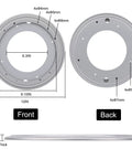 12 Inch Round Lazy Susan Turntable Bearing Plate with dimensions and side view showing front and back, heavy duty swivel base.