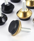 Premium Swivel Furniture Levelers Kick Your Wobbly Table Problems To The Curb Heavy Duty Adjustable Glide Legs in silver and black.
