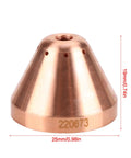 Precision Engineered Plasma Cup Caps Replace 220673 For Thermal Dynamics Cutting Torch close-up of copper 25mm cup cap for plasma cutting.