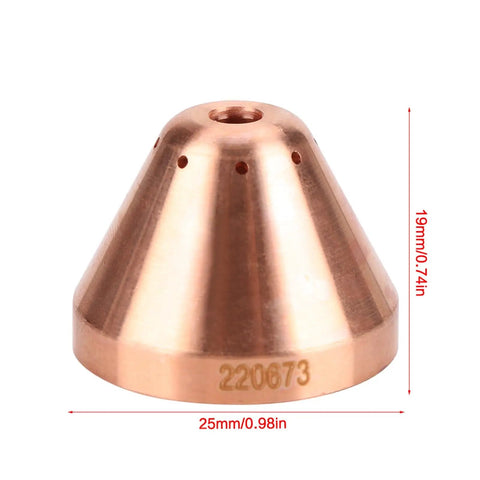Precision Engineered Plasma Cup Caps Replace 220673 For Thermal Dynamics Cutting Torch close-up of copper 25mm cup cap for plasma cutting.