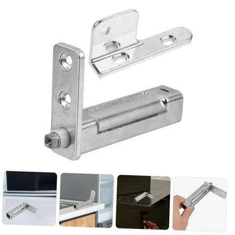 Refrigerator Door Hinge Replacement With Adjustable Freezer Pivot Hinge For Stable And Smooth No Fuss Commercial Freezer Door Operation 4.44 By 2.83 By 0.98 Inch Heavy Duty Metal Build, shown with components and installation examples.