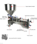 Pro Grade Horizontal Pneumatic Liquid Filling Machine With Slick Auto Piston Action And Stainless Anti Drip Nozzle labeled components.