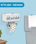 Dual Function Wall Mounted Toilet Paper Holder With Shelf And Flushable Wipes Dispenser Storage Space Saving Bathroom Organizer White