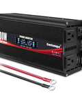 Heavy Duty 1500 Watt Power Inverter Straight Up Converts 12 V To 110 V AC For Cars Trucks And Rv Built Tough With Dual AC Outlets And Two USB Ports with wires.