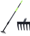Adjustable Handle Hand Rake For Weeding And Tilling, Small Garden Tool With Soft Foam Grip, 5-tine head, extended view