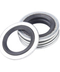 Stack of metal washers with rubber inner rings from AC Compressor Port Seal Washer Kit 45 Piece Gasket Set For Car AC Repairs With Bonded Seals