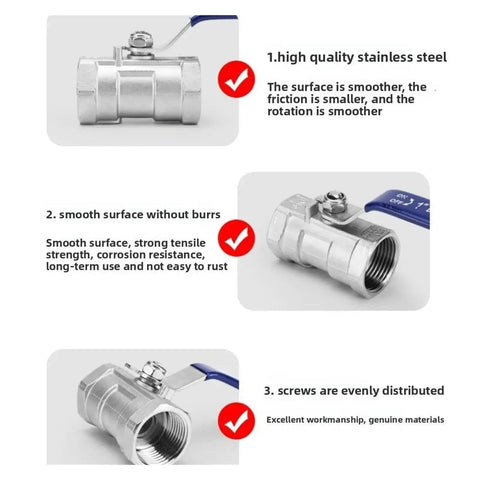 Rock Solid Stainless Steel BSP Female Thread Ball Valve Featuring Slick Rotating Handle And Zero Drip Leak Proof Seal Ideal For Heavy Duty Plumbing And Fast Piping Upgrades with smooth surface and ergonomic handle.