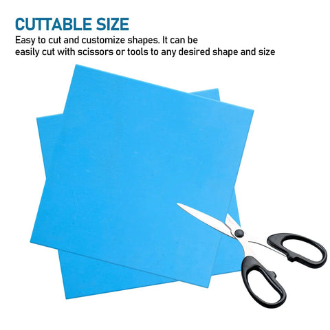 Three blue non-asbestos gasket sheets for high-temp sealing, 8x8 in, 0.8/1/1.5 mm thick.