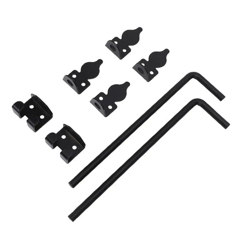 Heavy Duty Cane Drop Bolt for Wooden Gates, Vertical or Horizontal Mount, Weatherproof Steel Gate Drop Rod, Durable Outdoor Fence Locking Hardware For Commercial And Residential Gates, Rustproof, Easy Install, Locking For Outdoor Fences, black steel set