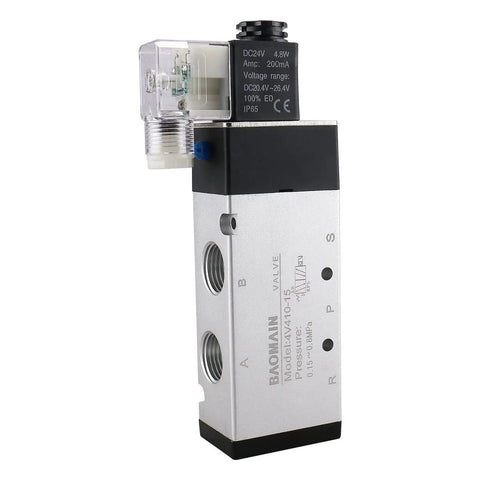 Top Shelf Pneumatic Solenoid Valve 4V410-15 5 Way 2 Position 24 Volt DC PT Half Inch Internally Piloted Single Coil For Straight Shooter Performance And Quick Tune Ups
