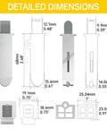 Soft Close Motion Damper For Cabinets, Smooth No Slam Closing, Hydraulic Buffer, Replacement Hardware, Hidden Concealed Mechanism For Face Frame And Frameless Hinges, 55N, Easy Side Mount Installation; dimension chart
