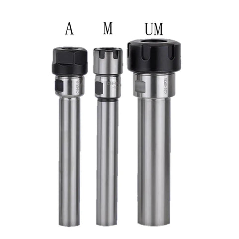 Solid ER Extension Rod Collet Chuck For CNC Milling And Lathe Tools, three sizes shown for high precision machining.