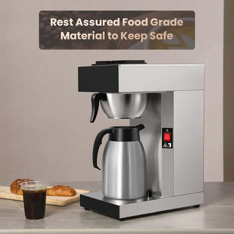Workhorse Commercial Drip Coffee Maker With 12 Cup Capacity And 74 Ounce Thermal Carafe In Stainless Steel For Busy Kitchens
