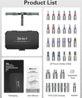 34 In 1 Magnetic Ratcheting Screwdriver Set With One Quarter Inch Socket Adapter 24 Bits And Seven Hex Sockets Modular Handle