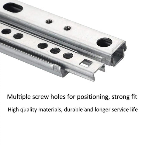 Five Pairs Of 10 Inch Drawer Slides, 17mm Wide Heavy Duty Ball Bearing Glide Runners, Grooved Steel Extension, Side Mount Cabinet And Desk Slides, Smooth Quiet Operation With 100 Lb Capacity, steel drawer slide with multiple screw holes