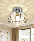 Modern Semi Flush Mount Ceiling Light Fixture With Crystal Chandelier Effect Chrome Small Ceiling Lamp in living room