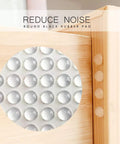 Clear Adhesive Bumper Pads 8mm Wide 4mm Thick Hemispherical Self Adhesive Silicone Furniture Protectors applied on cabinet.